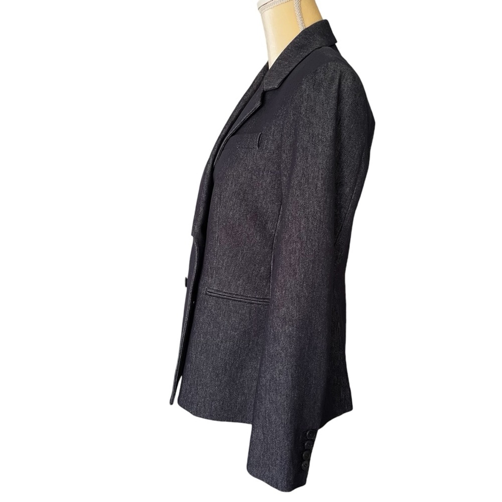 Theory Double Breasted Stretch Denim Navy Blazer NWT - Picture 6 of 16